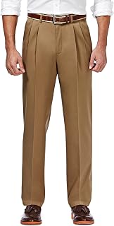 Haggar Men's Premium No Iron Khaki Classic Fit Pleat Front Pant (Regular and Big & Tall Sizes) Casual Pants