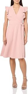 Tommy Hilfiger Womens Flutter Sleeve Wrap Short Dress
