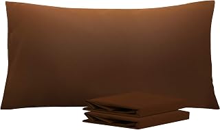 NTBAY Pack of 4 Pillowcases with Envelope Closure Soft Anti-Wrinkle and Stain Resistant (50 x 90 cm, Coffee)