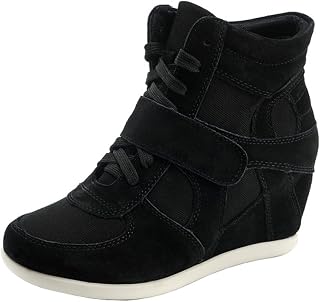rismart Women Wedges Classic Comfortable Cute Buckle Suede & Fabric Sneakers Fashion Shoes
