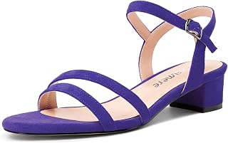 Castamere Women's Low Chunky Block Heel Kitten Heel Open Toe Cap Ankle Strap Slingback Sandals Prom Dress 3 cm Heels