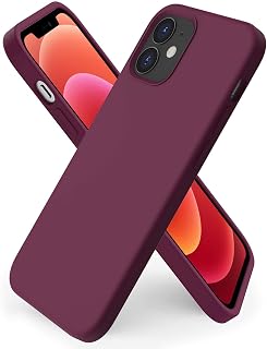 ORNARTO Cover for iPhone 12 mini Silicone, Shockproof, Wine Red