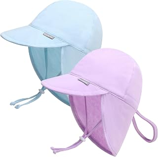 Duoyeree Baby Sun Protection Hat with Neck Flap UPF 50+ Polyester Hat 0-5T