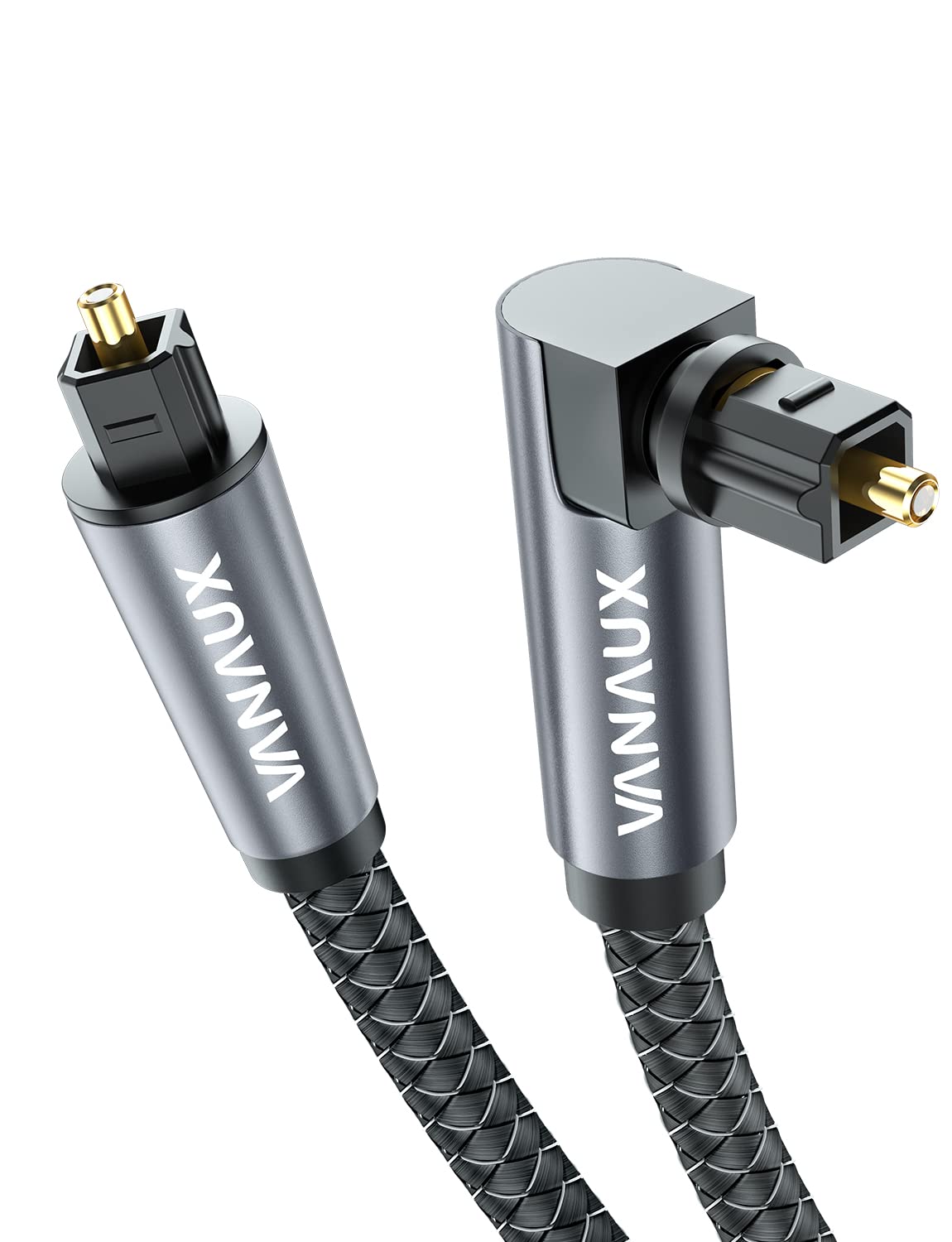 VANAUX 90 Degree Optical Cable, SPDIF Audio Optical Cord, 360 Degree Rotatable L