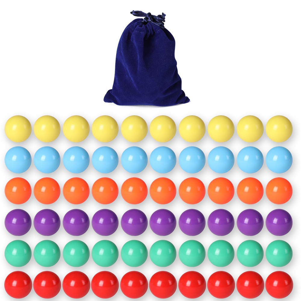 Laviesto 60 Pcs Game Replacement Balls for Chinese Checker, 5/8 Inch Solid Color