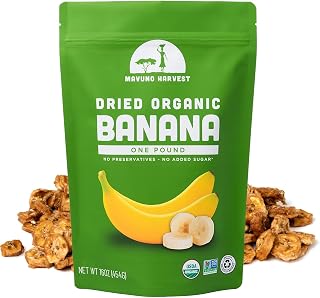 Mavuno Harvest Organic Banana Chips - No Sugar Added - 1 lb Resealable Bag | Natural & Preservative Free - No Sulfur Added - Gluten Free - Perfect for Smoothies, Trail Mix, Baking & Granola
