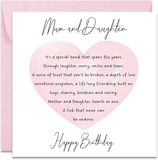 Printperfect mum birthday card, happy birthday mum card from daughter, sweet birthday card for mum, women (Pink Envelope)