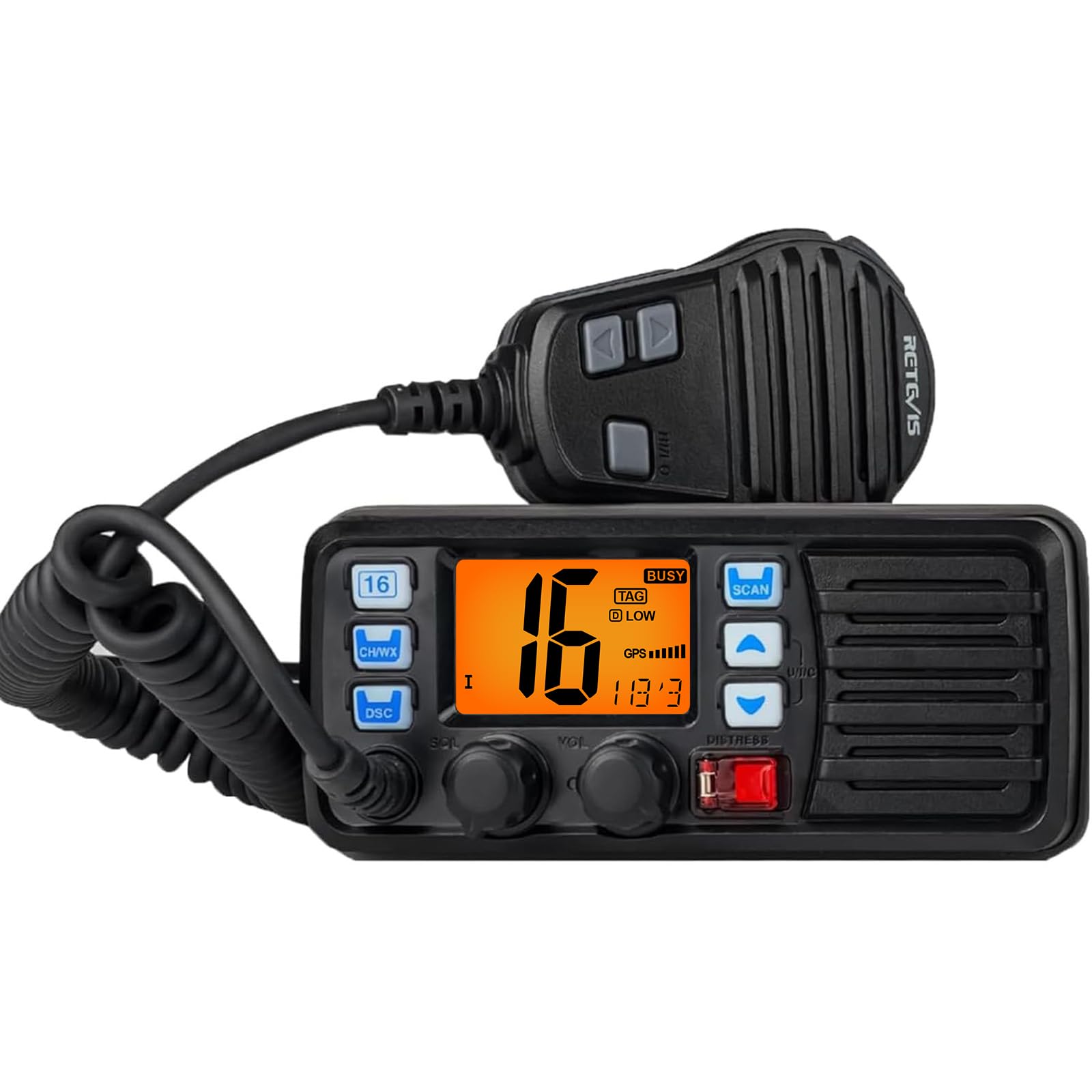 Retevis RM20 25W Fixed Mount Marine Radio, IP67 Built-in GPS DSC Loud Audio | Of