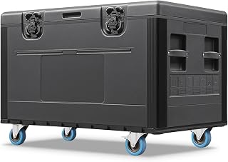 Diandian Rolling Road Case 44"x22"x24", Heavy Duty Cable Trunk with Wheels | Stackable Utility ATA Flight Case | for Pro Audio, DJ Equipment Storage, Stage Lighting, Broadcast, Transport for Touring