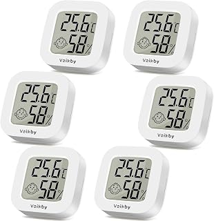 6Pack Room Thermometer Vaikby, Indoor Thermometer Hygrometer, Mini Digital Temperature Humidity Meter Gauge Monitor, Large LCD Display Celsius or Fahrenheit for House, Greenhouse, Baby, Office, Home