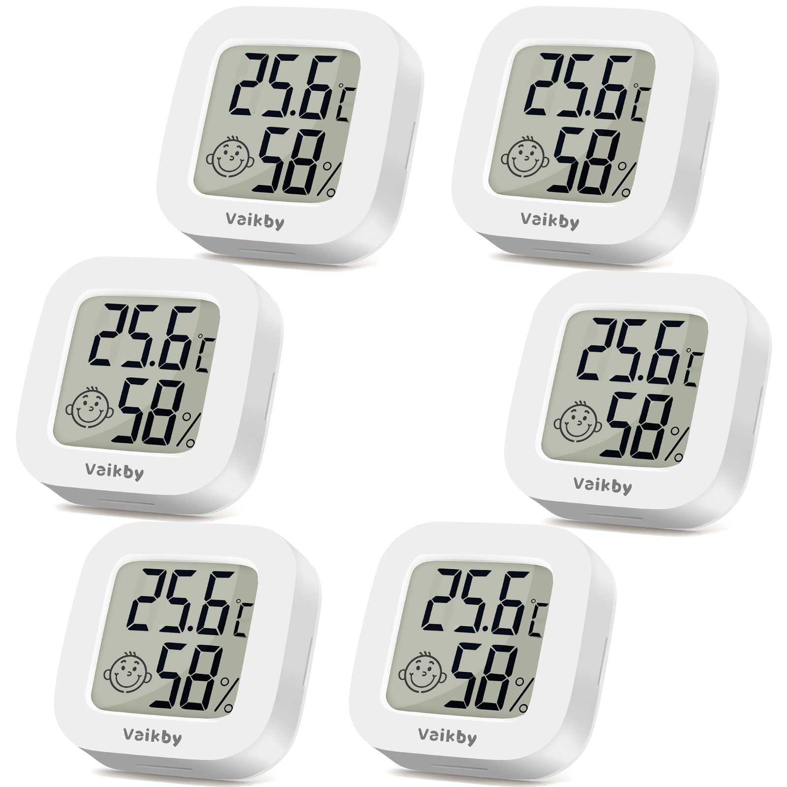 6Pack Room Thermometer Vaikby, Indoor Thermometer Hygrometer, Mini Digital Tempe