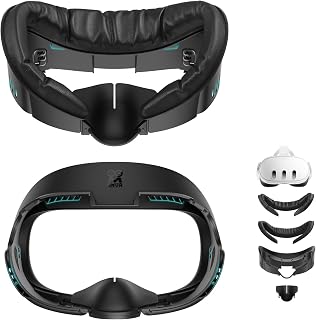 AMVR Facial Interface Compatible with Meta Quest 3, 2 Face Cushions | Face Cover Accessories with 2 Cushions: PU Leather & Ice Silk for Comfort and Sweat-proof, Not compatible with Quest 3S