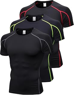 Queerier Pack of 3 Men's Compression Shirt Long Sleeve Undershirts for Men Base Layer Sport Thermal Tops