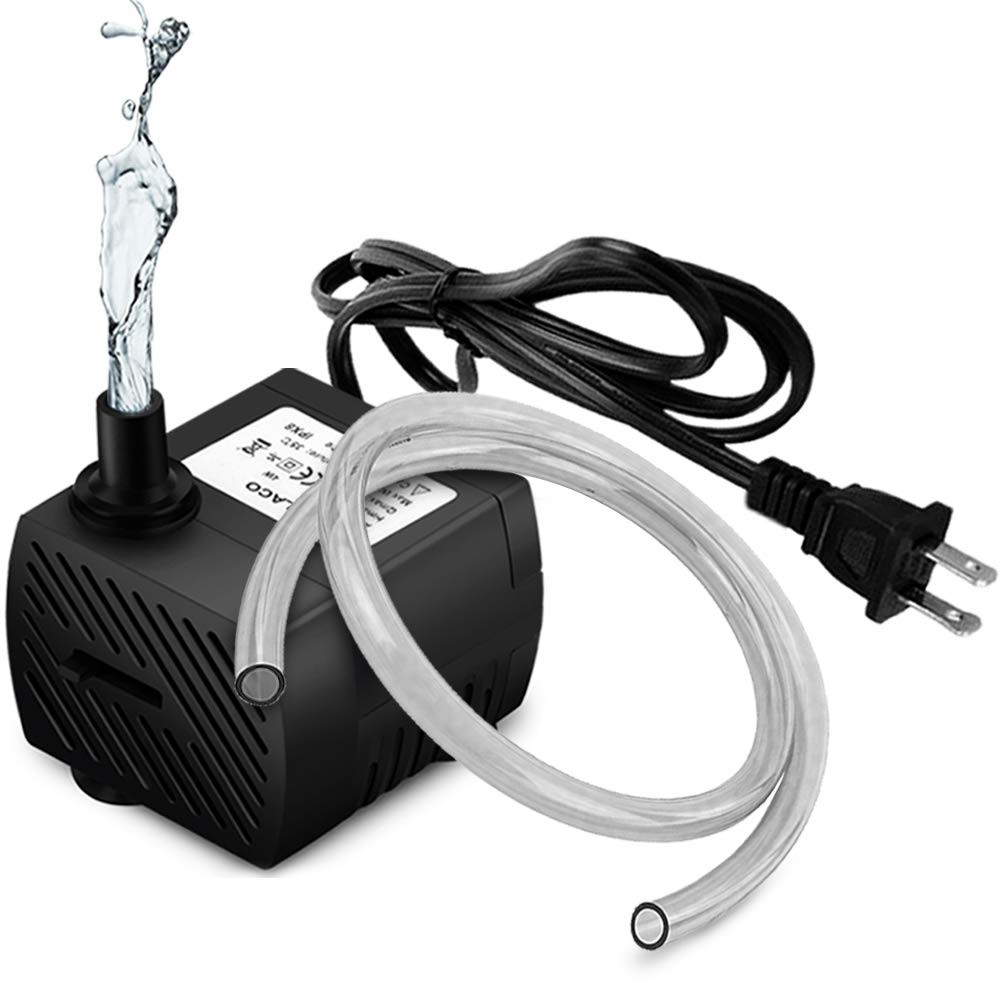 PULACO 95GPH 5W Mini Water Pump with 3.3 ft Tubing | Submersible Pump for Aquari
