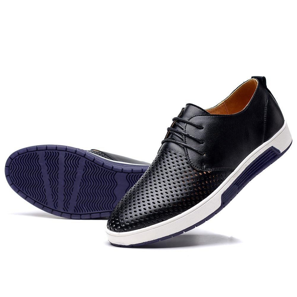 konhill Mens Casual Oxford Dress Shoes Lace-Up Sneakers