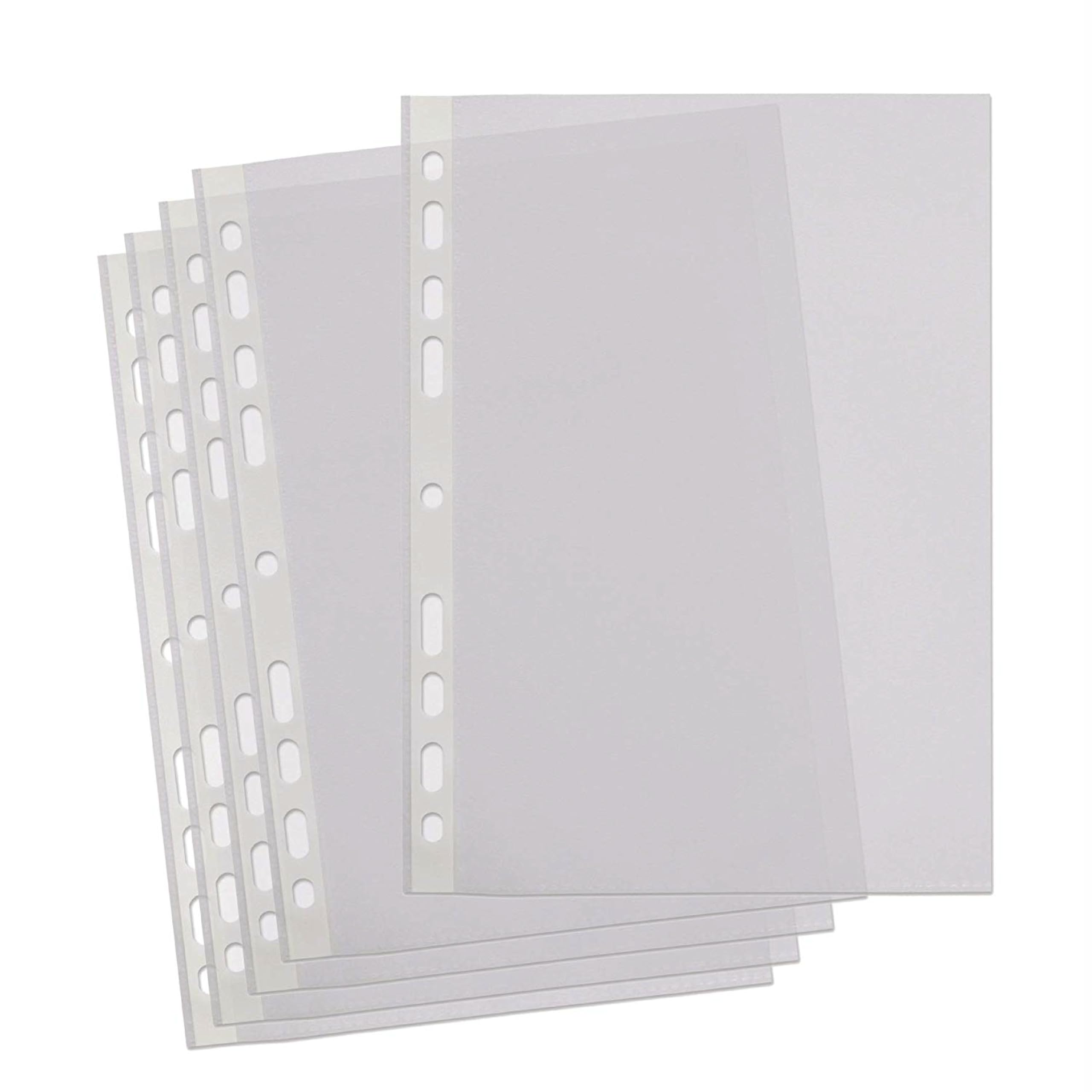 A4 Punched Pockets, 100 Clear Plastic Sleeves, Reinforced Multi-Punched Spine, 4