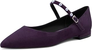 NobleOnly Women's Pointed Toe Mary Jane Low Heel Pumps Office Party Classic Buckle Closure Shoes 1 CM Heels