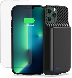 13800mAh High Capacity Battery Case for iPhone 14, 13, 13 Pro (6.1 inch) | 2026 Upgraded Battery Pack Rechargeable Charger External Charging Case w/Tempered Glass Screen Protector Black
