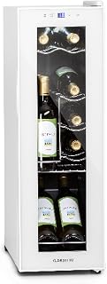 KLARSTEIN Shiraz Wine Cooler White – 12 Bottles, 32 L, 1 Zone | Freestanding Wine Fridge with Glass Door, Quiet, 5–18 °C, LED, Stainless Steel Frame, Slim