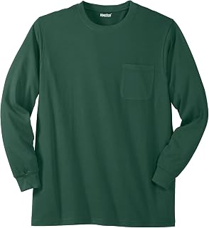 KingSize Shrink-Less Lightweight Long-Sleeve Crewneck Pocket T-Shirt