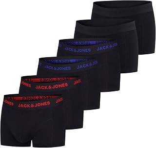 JACK & JONES - Men's Boxer Briefs 6 Pack Stretch Underwear Cotton Underwear Black Red Green Blue Grey S M L XL XXL 3XL