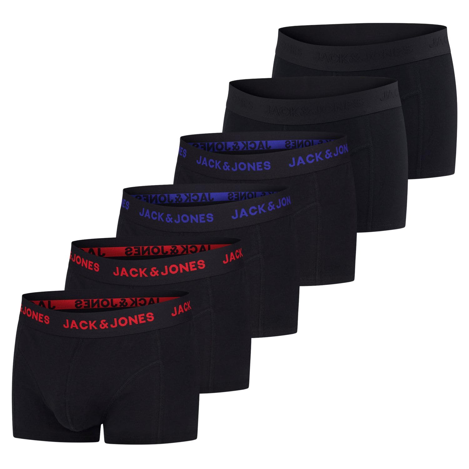JACK & JONES - Men's Boxer Briefs 6 Pack Stretch Underwear Cotton Underwear Blac