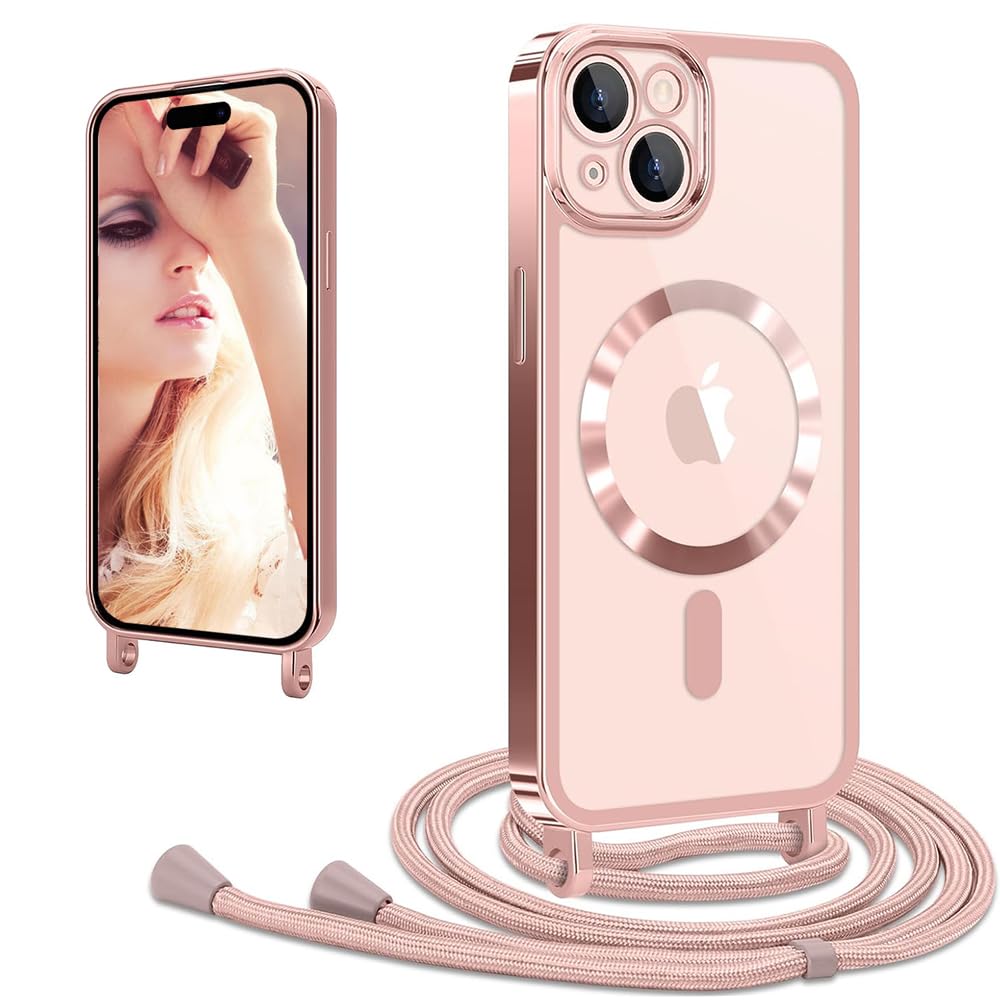 CaseLover Magnetic Case with Rope Compatible with iPhone 13 Soft Case Transparen