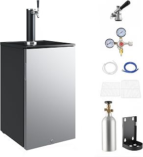 SunnyFurn Beer Kegerator Draft Beer Dispenser,Compact Keg Refrigerator | with Imitation Stainless Steel Door - For Home Bar, Parties & Small Commercial Use