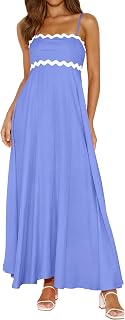 PRETTYGARDEN Women's Spaghetti Strap Summer Casual Sleeveless Smocked Boho A-Line Long Flowy Beach Dress