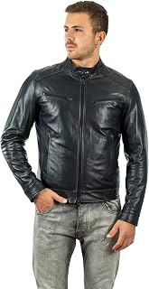 Borghese Pelletterie | Biker Leather Men's Leather Jacket | Leather Jacket | Motorcycle Leather Jacket | Motorcycle Jacket | Genuine Leather | Made in Italy | A531