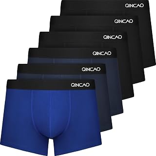 QINCAO Men's Boxer Briefs Pack of 6, Soft and Comfortable Fit