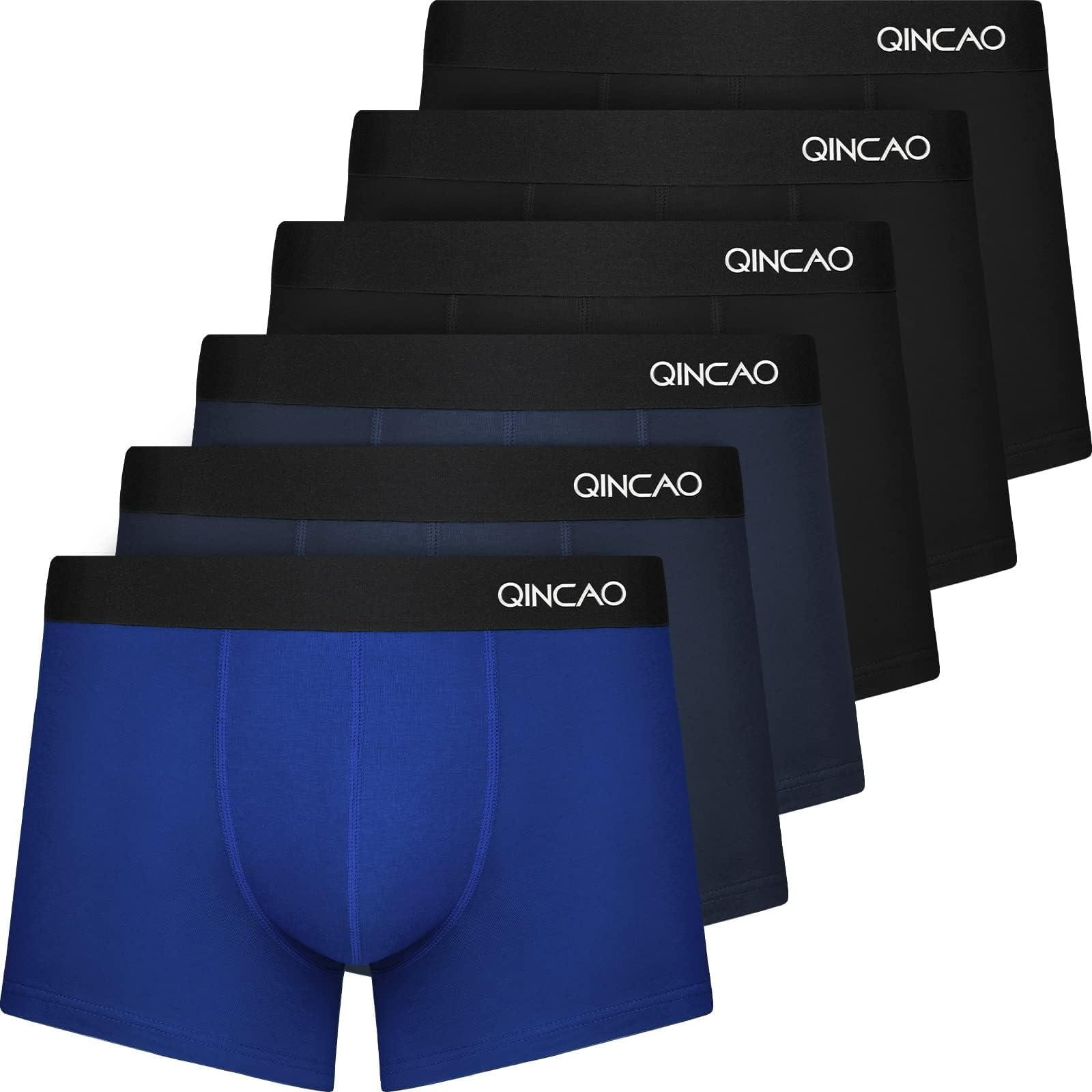 QINCAO Men's Boxer Briefs Pack of 6, Soft and Comfortable Fit