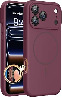 Miracase iPhone 17 Pro Case with MagSafe Liquid Silicone Case Wine Red
