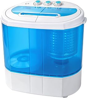 SUPER DEAL Small Portable Washing Machine 9.9lb Mini Compact Washer Twin Tub Laundry Machine Top Load Spinning and Washing Combo 6.57 FT Inlet Gravity Drain Hose