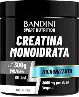 Bandini® Creatine Monohydrate Powder 100% Pure – 300 g with Dispenser | Supplement for Training, Sports, Gym and Pre Workout - 100% Vegan - Creatine Monohydrate