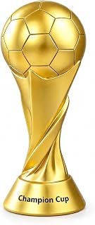 Fralaz 5 inch Tall World Soccer Trophy Cup Award Champion Trophy | Premium Resin | Gold Plated | Perfect Desk Decor | Ideal for Soccer Team Awards