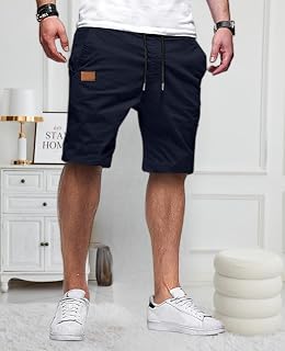 Mens Casual Cotton Drawstring Summer Beach Stretch Twill Chino Shorts