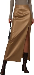 PRETTYGARDEN Gonne da donna in ecopelle 2025 autunno moda aderente a vita alta fessura lavoro ufficio inverno maxi gonna a matita lunga