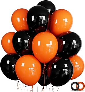 ASIYUHY 100 Pcs Black and Orange Balloons 12 Inch Halloween Latex Balloons | Thicken Helium Party Balloons for Halloween Birthday Party Balloon Arch Garland Decoration