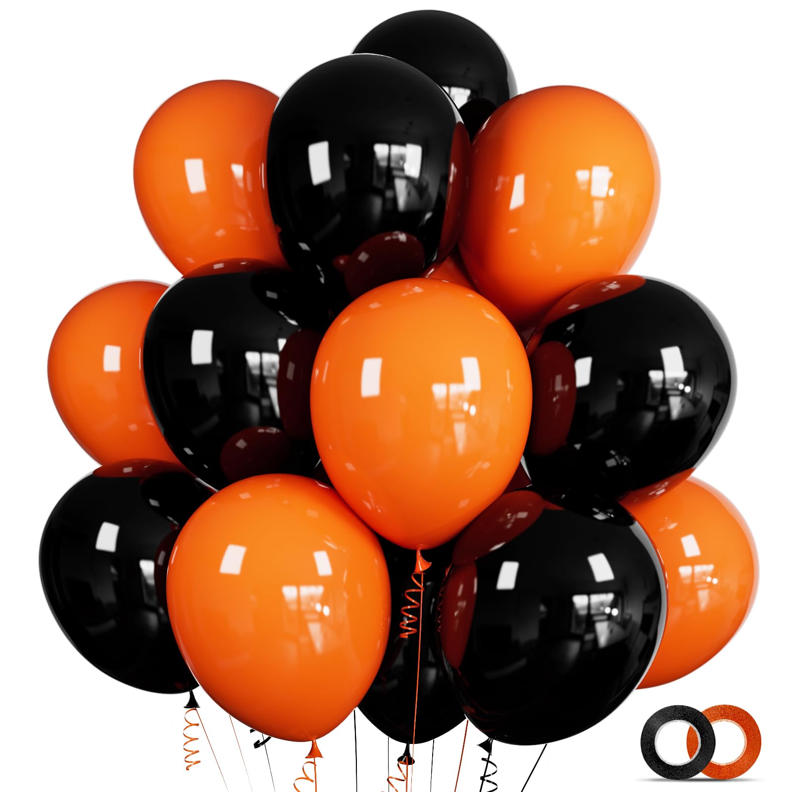 ASIYUHY 100 Pcs Black and Orange Balloons 12 Inch Halloween Latex Balloons | Thi