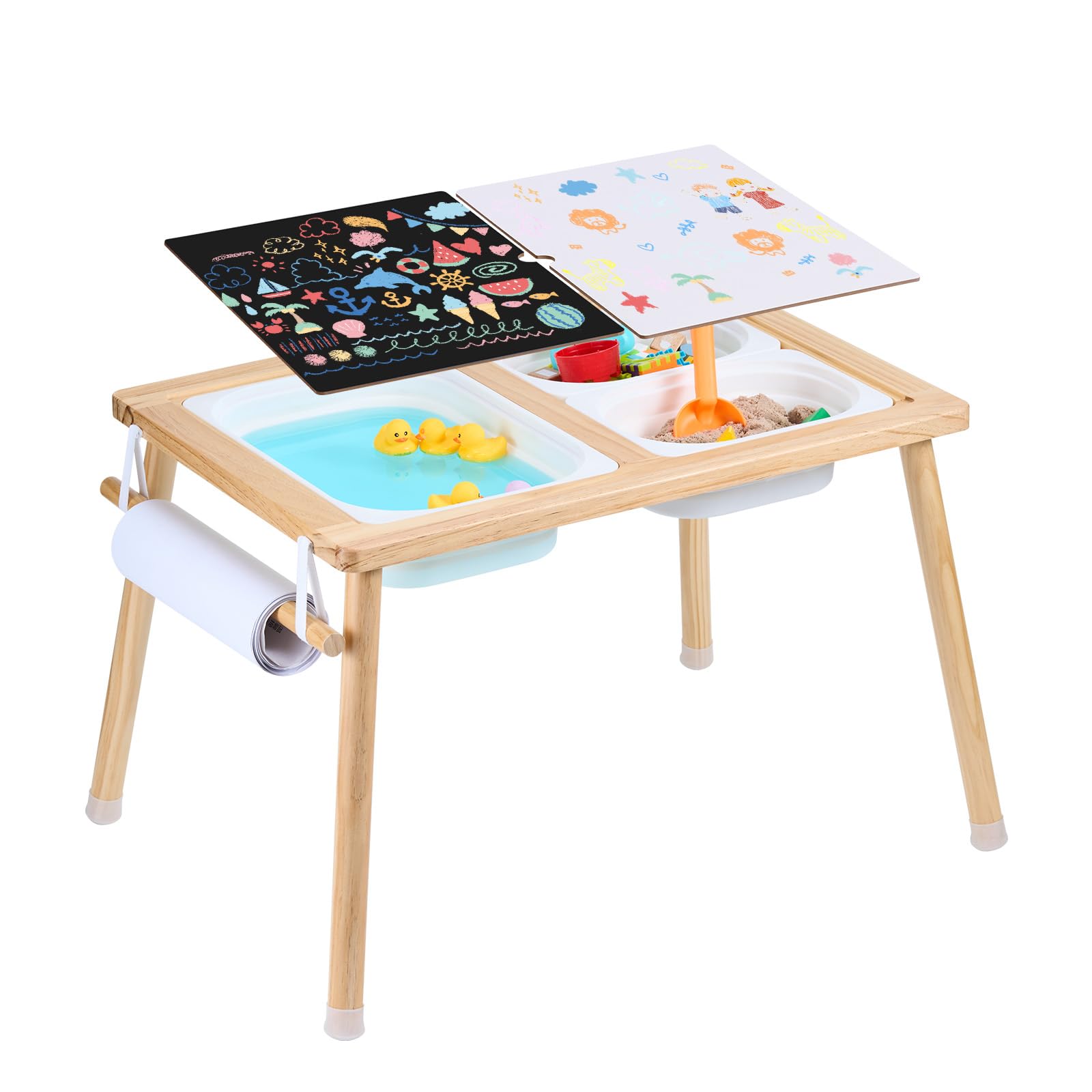 VEVOR Sensory Table for Toddlers, Kids Activity Table with 3 Foldable Storage Bi