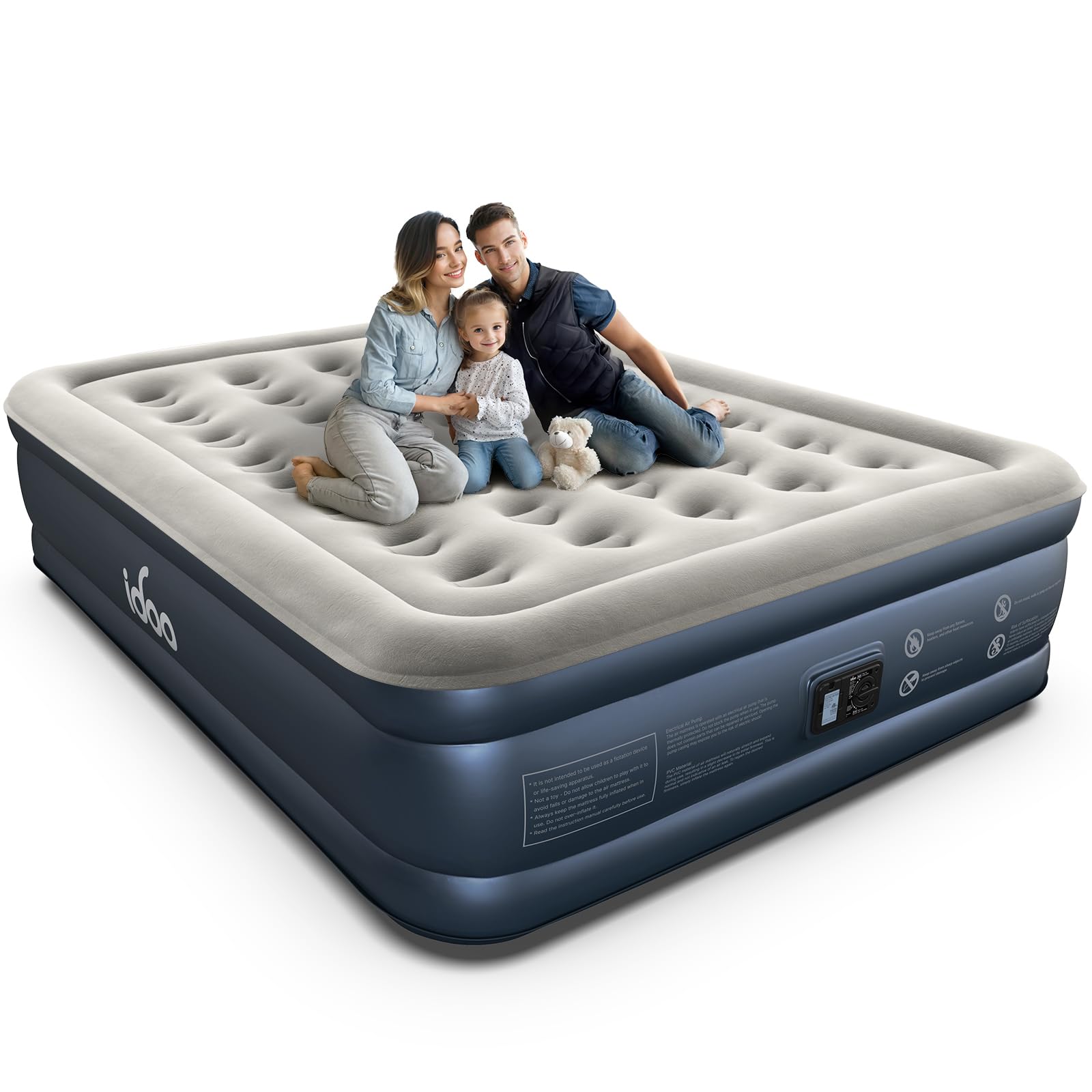 iDOO Queen Air Mattress with Built in Pump, 18" Raised Blow up Bed | Blow up Mat