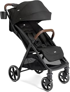 Joie Nutmeg Lightweight Travel Stroller, One-Hand Fold, Birth+ | Near-flat newborn recline, lightweight design, compact one-hand fold and travel system compatibility