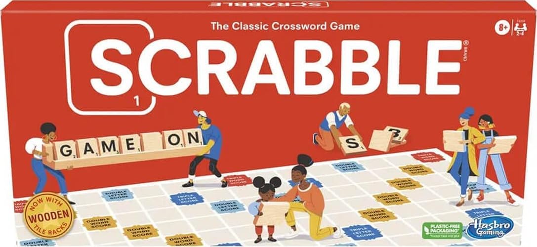 Hasbro Gaming Scrabble Board Game, Classic Word Games for Kids Ages 8 and Up, Fu