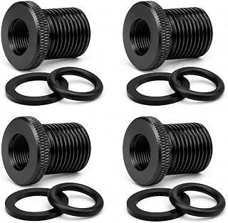 4Pcs Knurled 1/2x28 to 3/4x16 Thread Protector with Washers, Steel | Automotive Oil Filter Protector ,Metal, Rubber, Black, Cylindrical Design, Vehicle Repair Converters