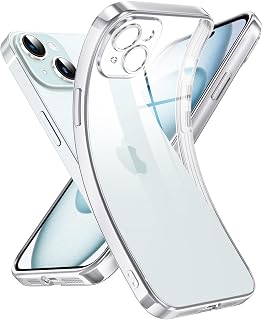 Supdeal Crystal Clear Case for iPhone 15 Plus, [Not Yellowing] [Camera Protection] [Military Grade Drop Tested] Transparent Shockproof Protective Soft Silicone Slim Cover, 6.7 inch, Silver