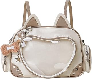 Kawaii Ita Bag Cat Pin Backpack Shoulder Crossbody Bag for Miku Anime Heart Clear Layer with Insert