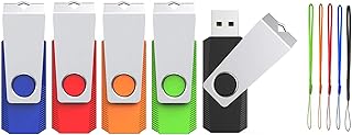USB Stick 8GB 5 Pack,Wooolken USB 2.0 Flash Drive Swivel Thumb Drives | Memory Stick with Lanyards for Data Storage Backup