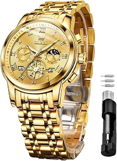 OLEVS Herrenuhren Quarz Uhr Männer mit Römischen Zahlen Mondphase Wasserdicht Leuchtende Klassische Elegantes Herrenuhr