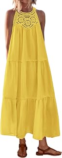 BTFBM Halter Dresses for Women Boho Maxi Sundresses